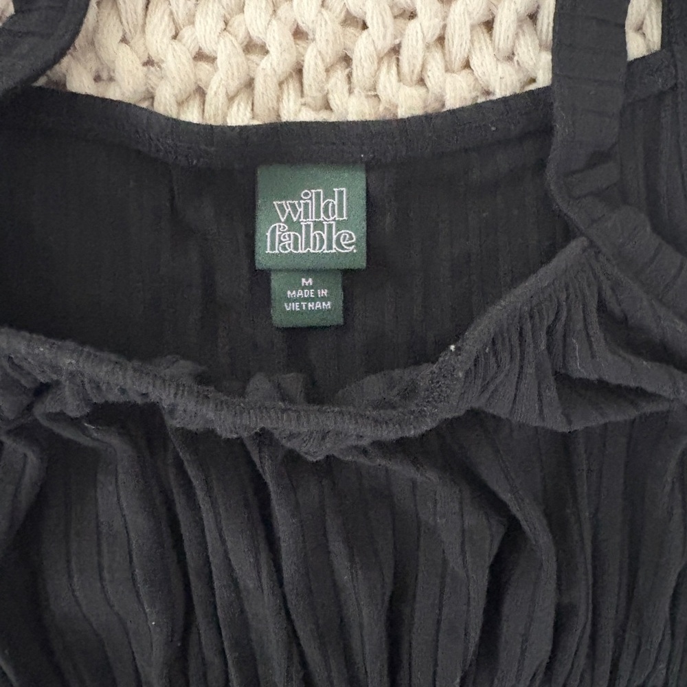 Wild Fable Ruched Ribbed Black Bodysuit - Picture 3 of 5